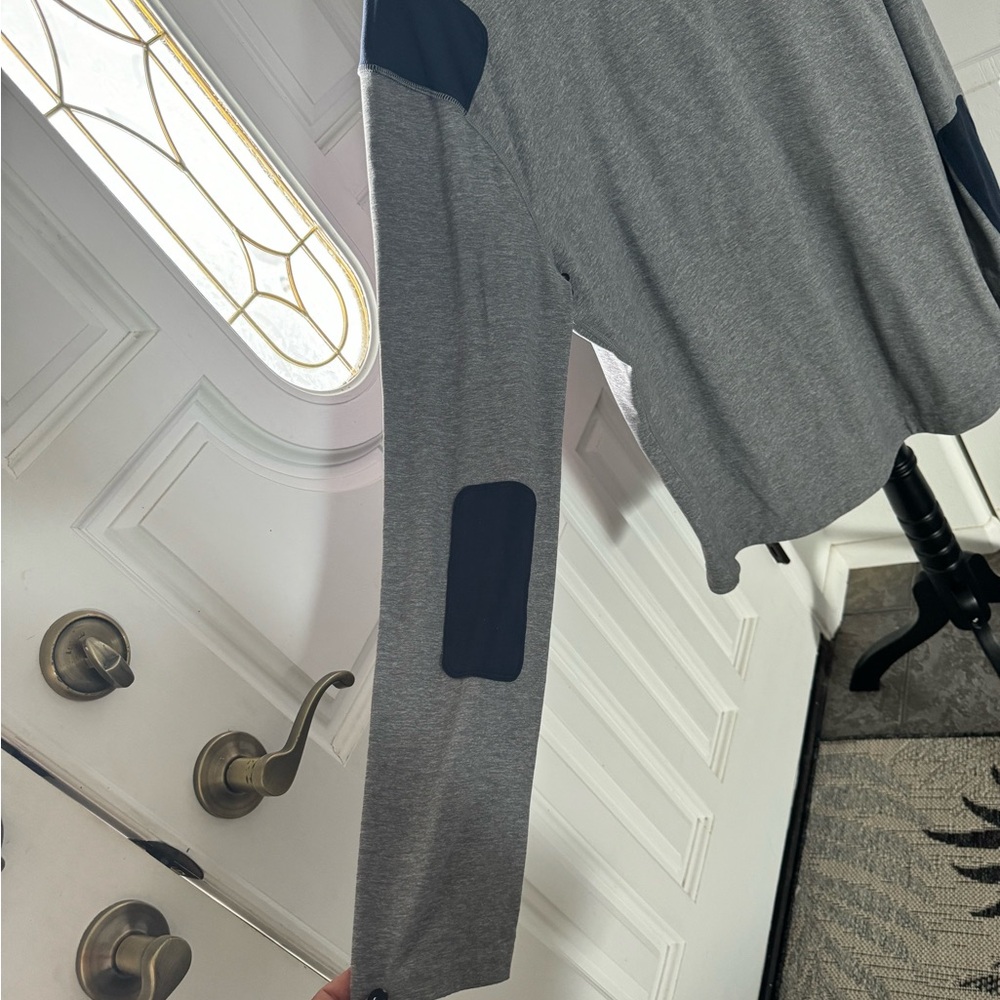 Lululemon Men Sprint Long Sleeve Shirt Heathered Slate Gray Elbow Patches XL $88 - Picture 8 of 9